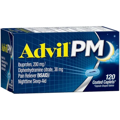 Advil PM Pain Reliever / Nighttime Sleep Aid Coated Caplet
