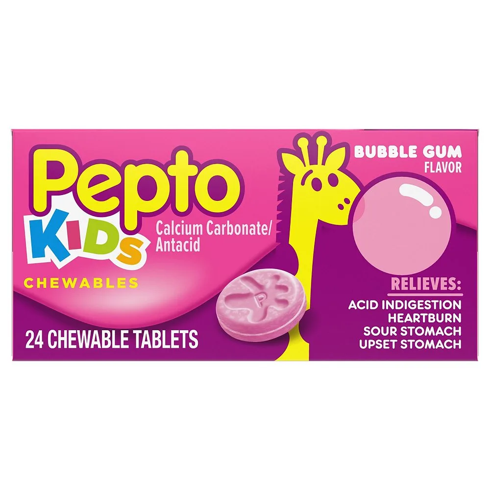 Pepto Kids Bubblegum Flavor Chewable Tablets