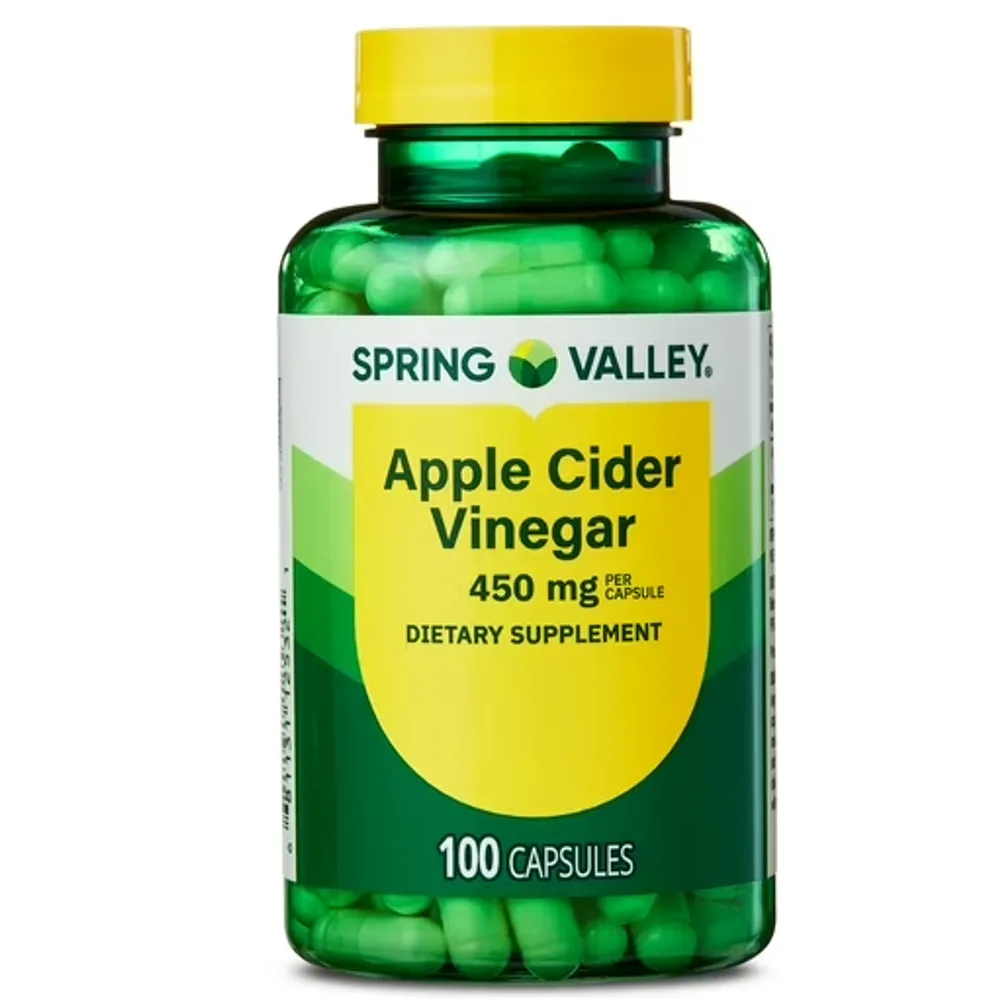 Spring Valley Apple Cider Vinegar Dietary Supplement Capsules, 450 mg