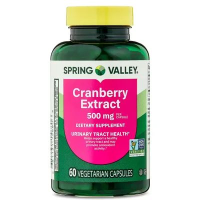 Spring Valley Cranberry Extract Urinary Tract Support Vegetarian Capsules, 500mg