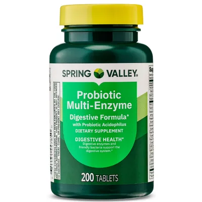 Spring Valley Probiotic Multi-Enzyme Digestive Formula Tablets for Digestive Health