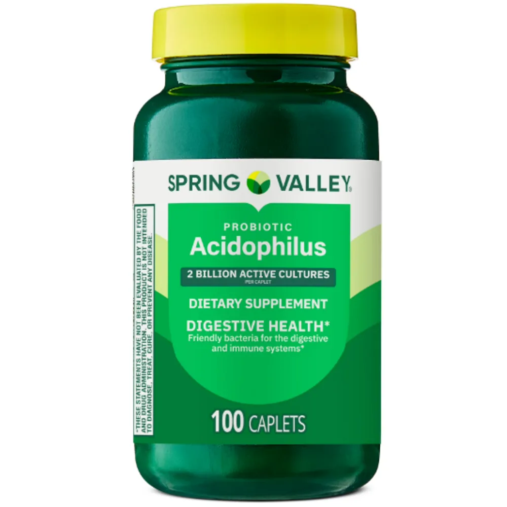Spring Valley Probiotic Acidophilus Caplets for Digestive Health, 2 Billion Active Cultures