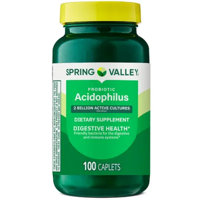 Spring Valley Probiotic Acidophilus Caplets for Digestive Health, 2 Billion Active Cultures