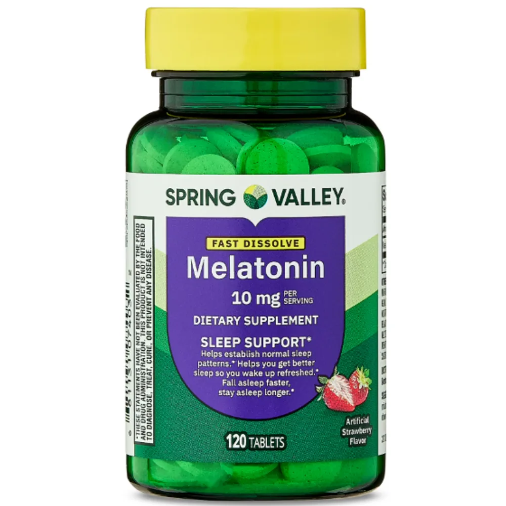 Spring Valley Melatonin Sleep Support Dietary Supplement Tablets, Strawberry, 10 mg