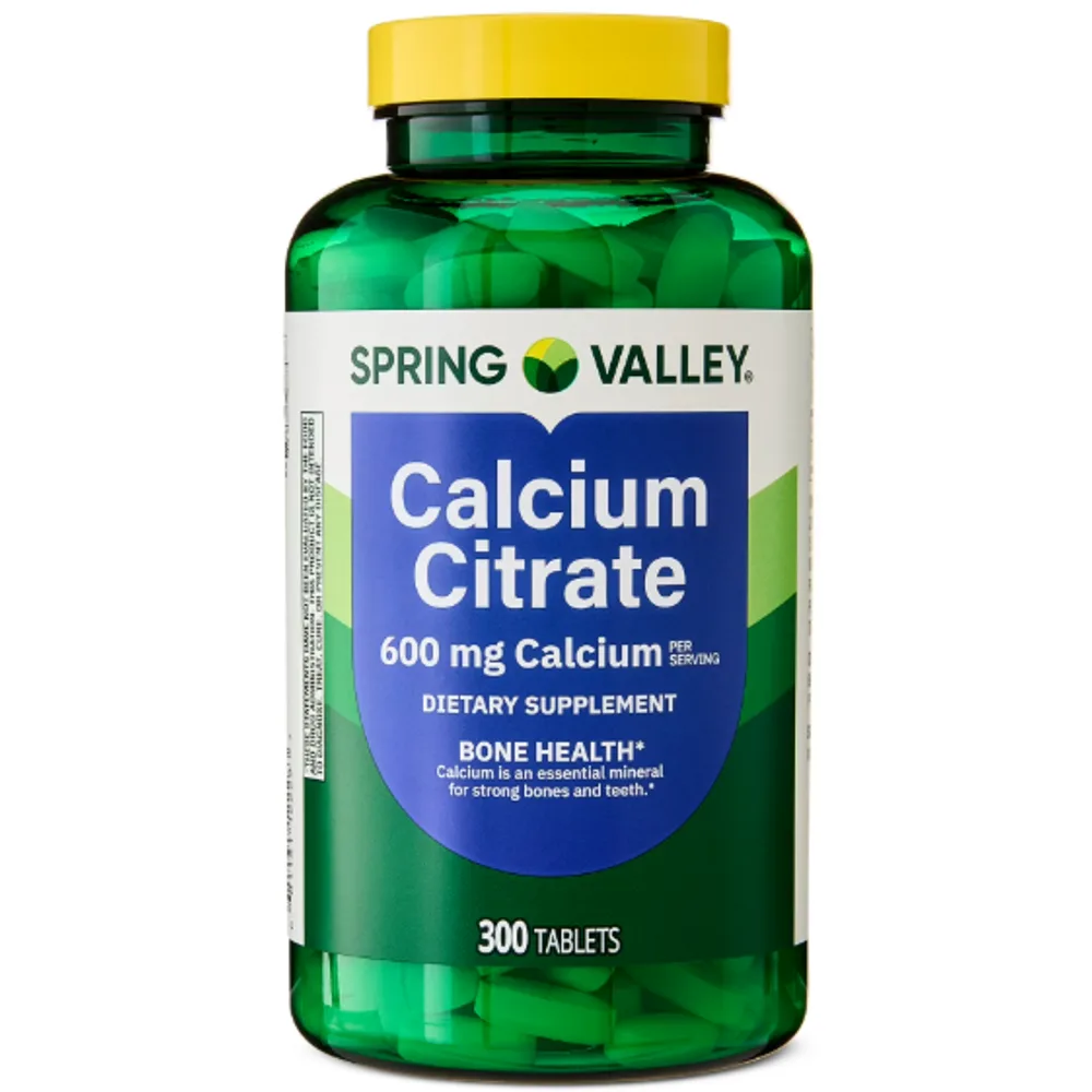 Spring Valley Calcium Citrate Dietary Supplement Tablets for Bone Health, 600 mg