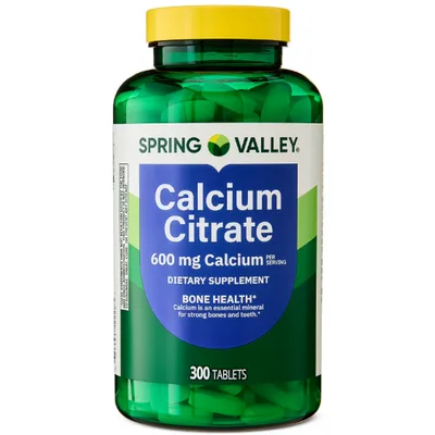 Spring Valley Calcium Citrate Dietary Supplement Tablets for Bone Health, 600 mg