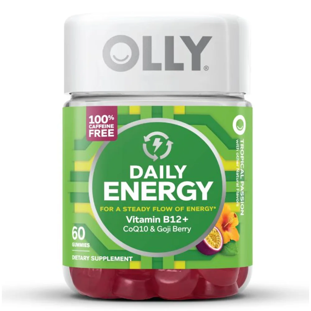 Olly Daily Energy Gummies, Caffeine Free Supplement, Tropical Passion