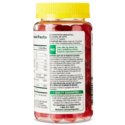 Spring Valley B Complex Vitamin Supplement Vegetarian Gummies for Energy Metabolism Support