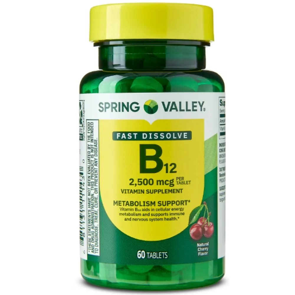 Spring Valley Vitamin B12 Supplement Quick-Dissolve Tablets, 2500 mcg