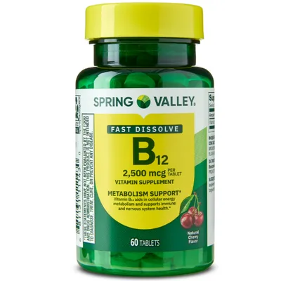 Spring Valley Vitamin B12 Supplement Quick-Dissolve Tablets, 2500 mcg