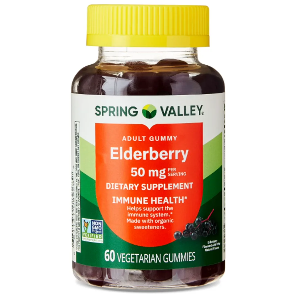 Spring Valley Non GMO Elderberry Dietary Supplement Gummies for Immune Health, 50 mg