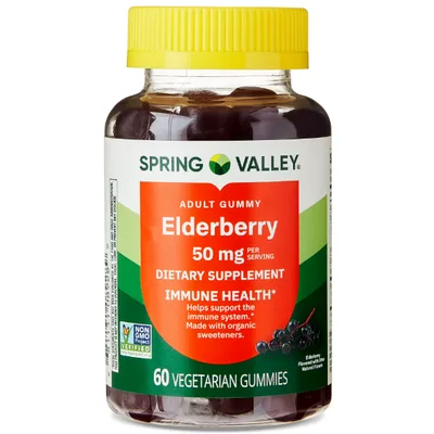 Spring Valley Non GMO Elderberry Dietary Supplement Gummies for Immune Health, 50 mg