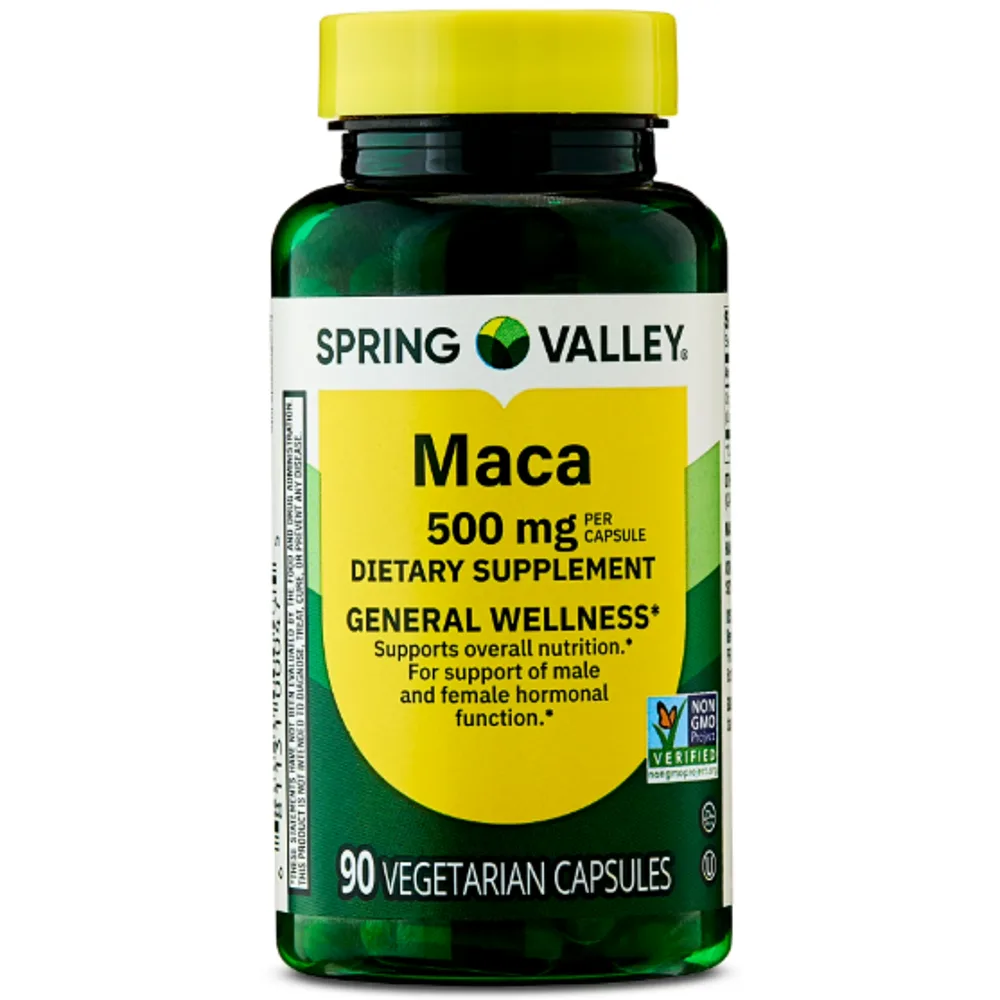 Spring Valley Maca Dietary Supplement Vegetarian Capsules for General Wellness, 500 mg