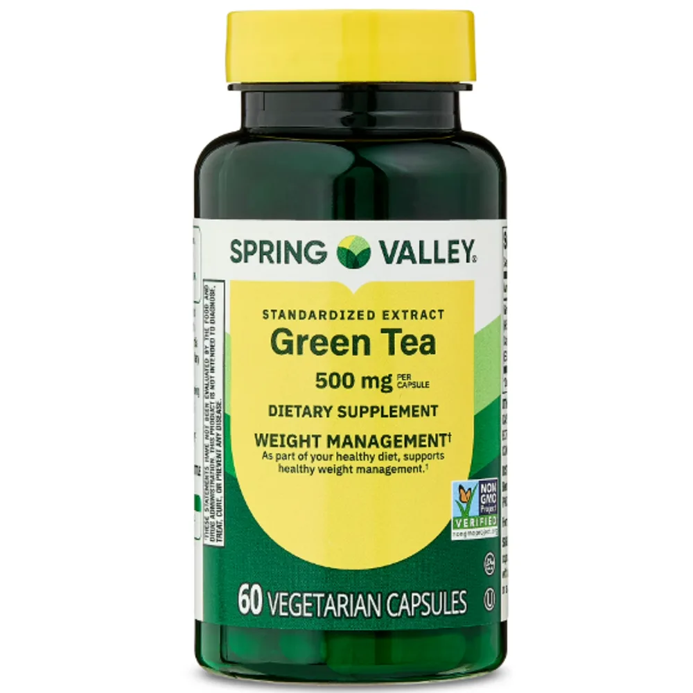 Spring Valley Green Tea Extract Vegetarian Capsules 500mSpring Valley Standardized Extract Green Tea Dietary Supplement Vegetarian Capsules for Weight Management, 500 mg