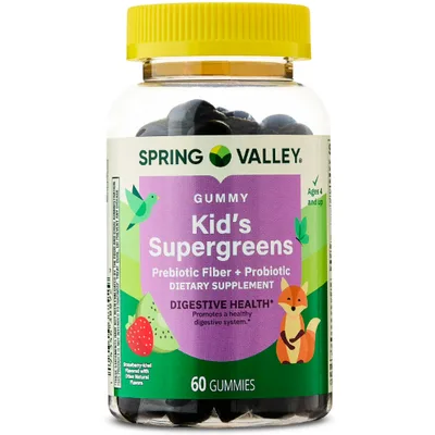 Spring Valley Kid's Supergreens + Prebiotic Fiber + Probiotic Dietary Supplement