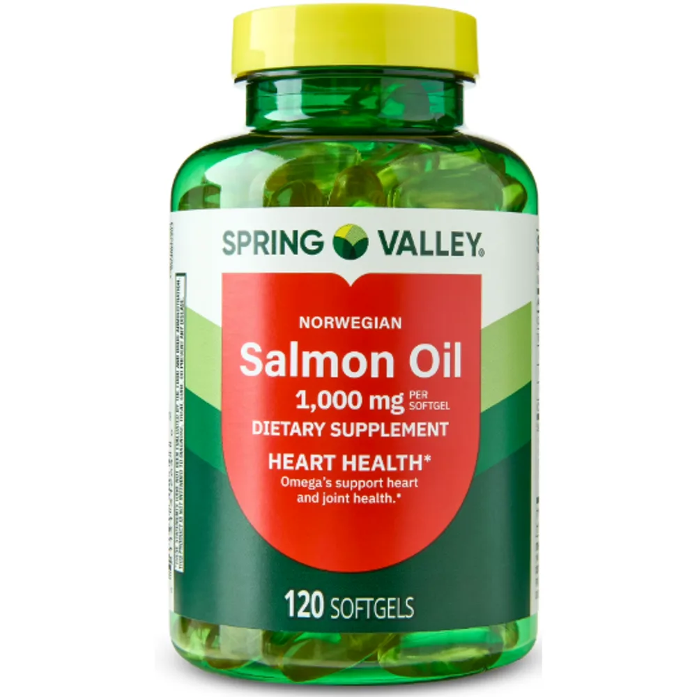 Spring Valley Norwegian Salmon Dietary Supplement Softgels for Heart Health, 1000 mg