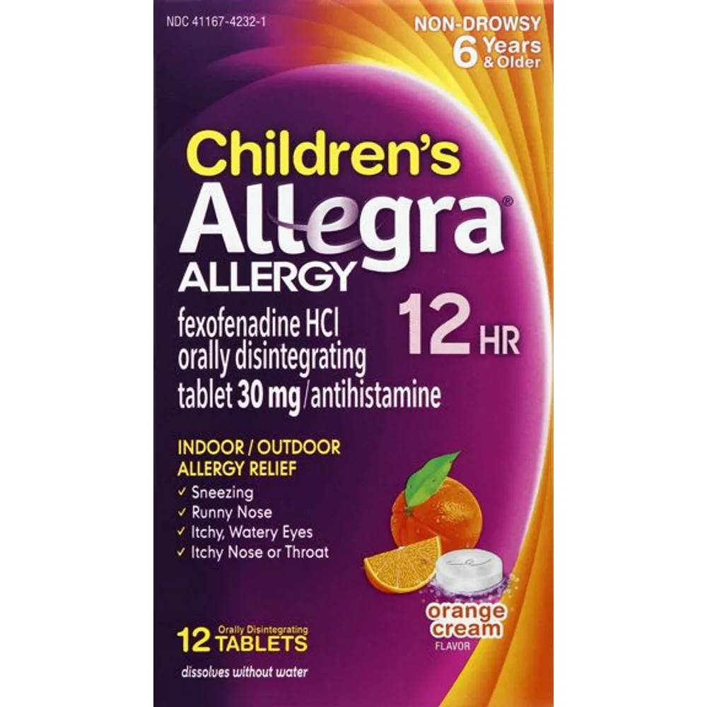 Allegra Children's Allergy 12 Hour Tablets Orange Cream Flavor