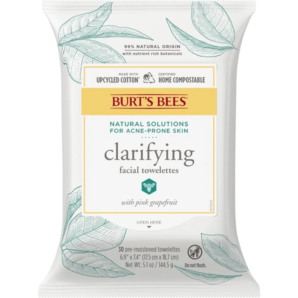 Burt’s Bees Facial Cleansing Acne Towelettes Grapefruit