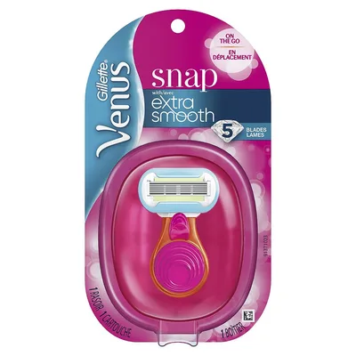 Gillette Venus Snap Cosmo Pink with Extra Smooth Women's On-the-Go Razor - 1 handle + 1 Refill