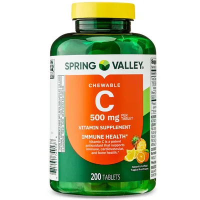 Spring Valley Vitamin C Dietary Supplement, Tropical Fruit, 500 mg
