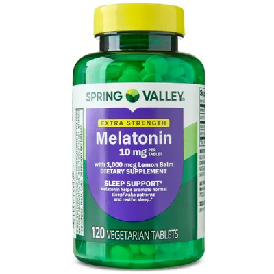Spring Valley Extra Strength Melatonin Tablets Sleep Support Dietary Supplement, 10 mg