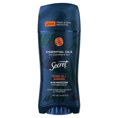 Secret Antiperspirant Deodorant for Women With Pure Essential Oils - Coconut Oil & Mandarin