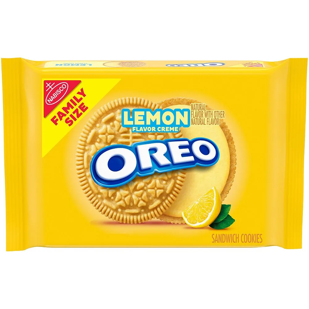 Nabisco Oreo Golden Sandwich Cookies, Lemon Flavored Creme, Family Size