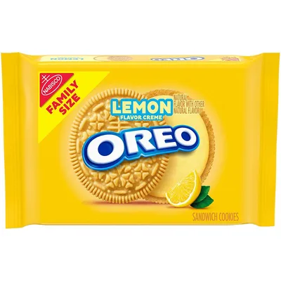 Nabisco Oreo Golden Sandwich Cookies, Lemon Flavored Creme, Family Size