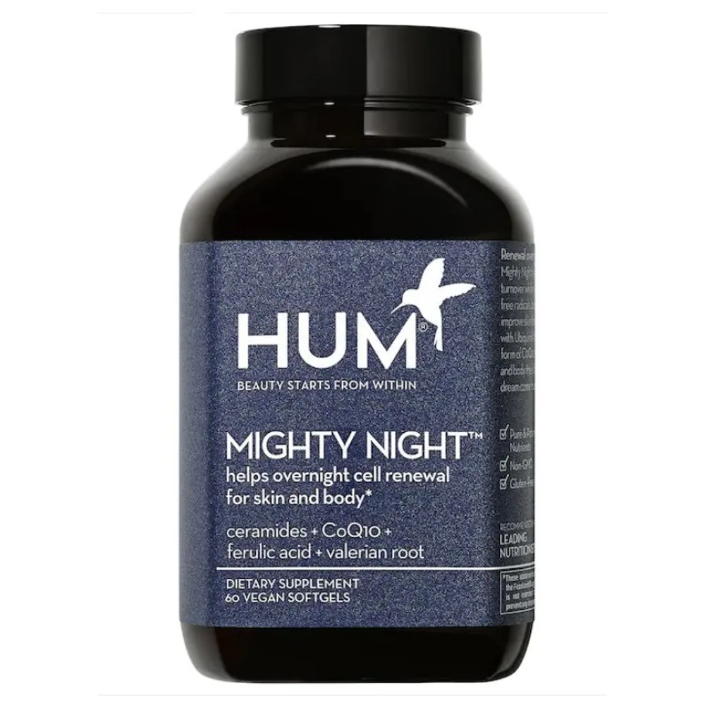 HUM Nutrition Mighty Night™ Overnight Renewal Supplement with Ceramides, CoQ10, & Ferulic Acid