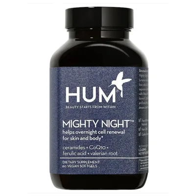 HUM Nutrition Mighty Night™ Overnight Renewal Supplement with Ceramides, CoQ10, & Ferulic Acid