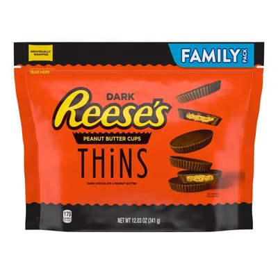 Reese's THiNS Dark Chocolate Peanut Butter Cups Candy Individually Wrapped