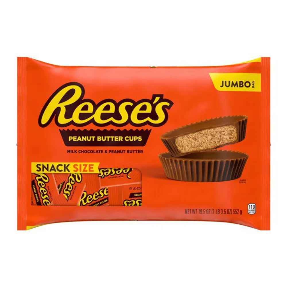 Reese's Milk Chocolate Peanut Butter Snack Size Cups Candy Individually Wrapped