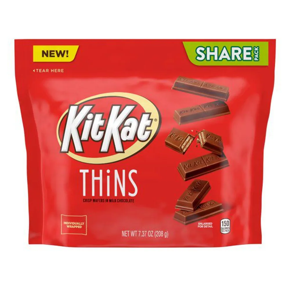 KitKat Thins Milk Chocolate Wafer Candy Bars Individually Share Pack