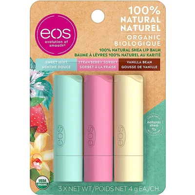 Eos 100% Natural & Organic Lip Balm 3-Pack Stick