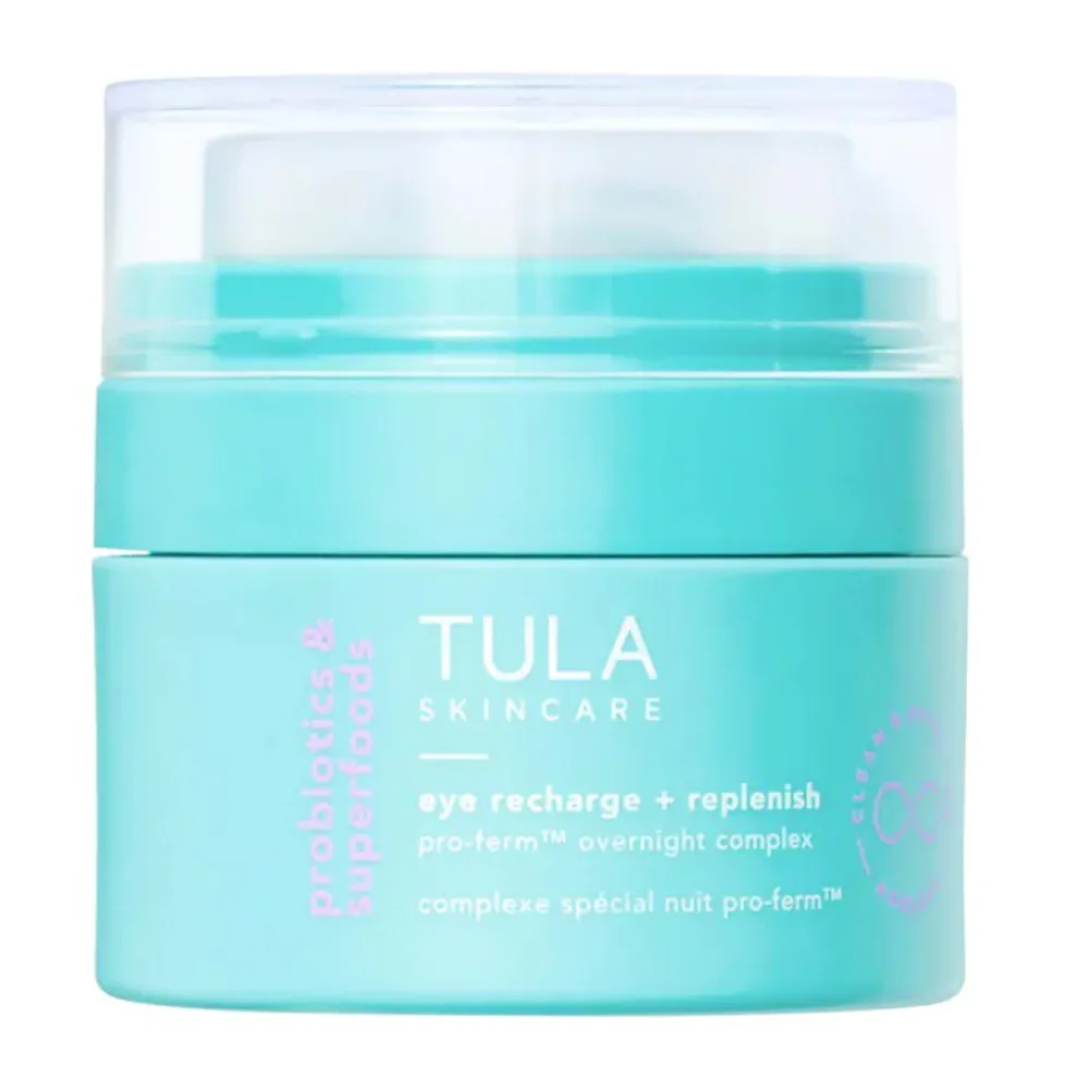 Tula Skincare Eye Recharge + Replenish Pro-Ferm™ Overnight Eye Cream with Bakuchiol and Peptides