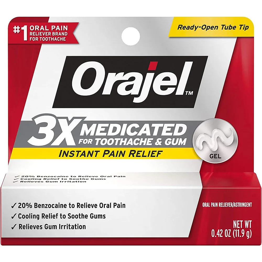Orajel 3X for Toothache & Gum Pain: Maximum Gel Tube