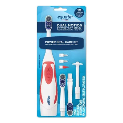 Equate Vital Health Power Oral Care Kit with Multiple Dental Items Included