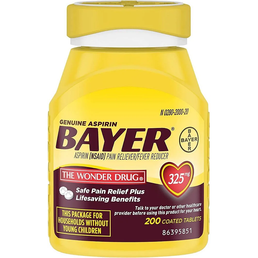 Bayer Genuine Aspirin Coated Tablets Pain Reliever and Fever Reducer
