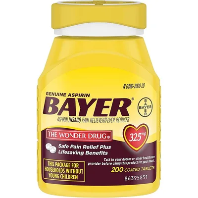 Bayer Genuine Aspirin Coated Tablets Pain Reliever and Fever Reducer