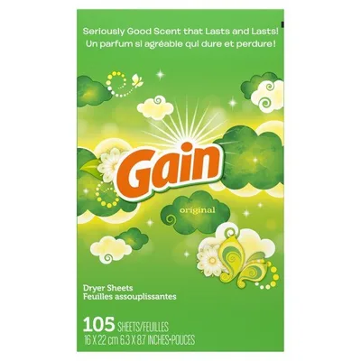 Gain Fabric Softener Dryer Sheets Original Scent