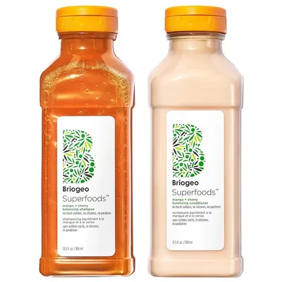 Briogeo Superfoods Mango + Cherry Balancing Shampoo + Conditioner Duo for Oil Control