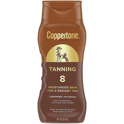 Coppertone Tanning Sunscreen Lotion Water Resistant SPF 8