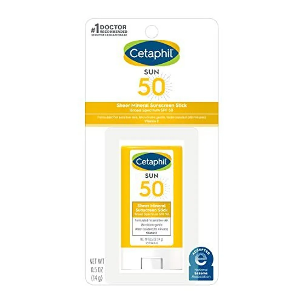 Cetaphil Sheer Mineral Sunscreen Stick for Face & Body Zinc Oxide & Titanium Dioxide SPF 50