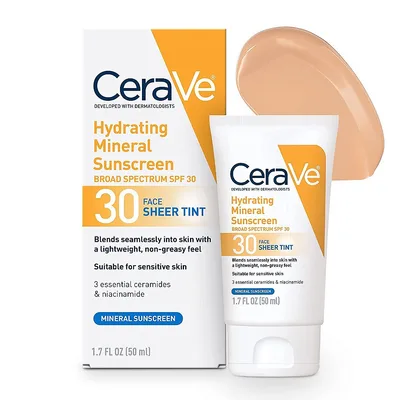 CeraVe Hydrating Mineral Sunscreen Sheer Tint Facial SPF 30