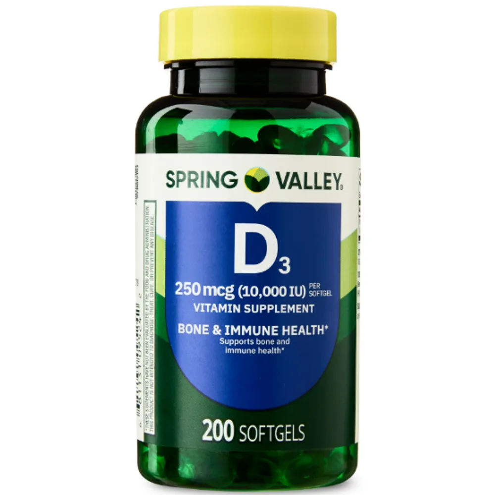 Spring Valley Vitamin D3 Softgels, 250 mcg (10,000 IU)