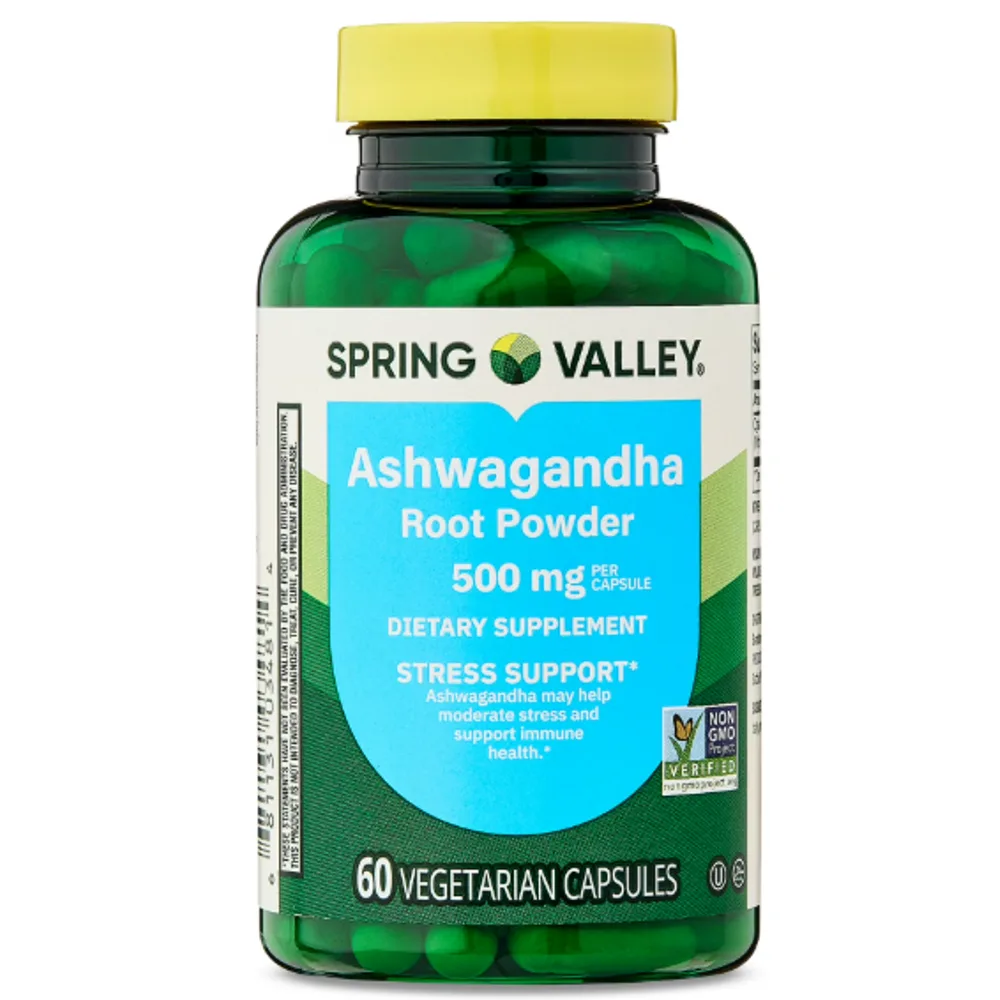 Spring Valley Ashwagandha Root Powder General Wellness Dietary Supplement Vegetarian 500mg