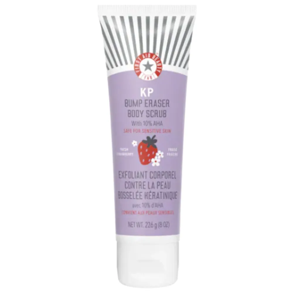 First Aid Beauty  KP Bump Eraser Body Scrub with 10% AHA –  Fresh Strawberry