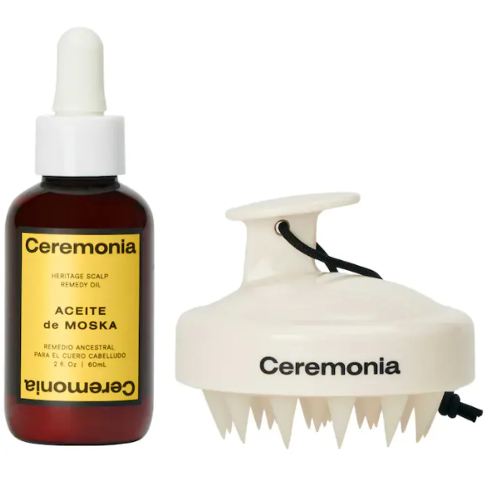 Ceremonia  Aceite de Moska Hair Oil & Scalp Massager Set