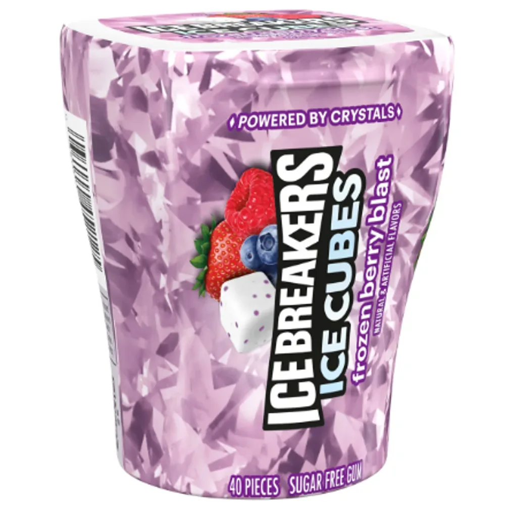 ICE BREAKERS Ice Cubes Frozen Berry Blast Sugar Free Chewing Gum Bottle