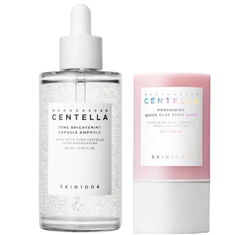 SKIN1004 Madagascar Centella Poremizing Quick Clay Stick Mask and Tone Brightening Capsule Ampoule